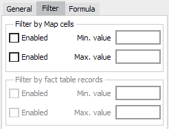 The filter tab in the OLAP measure manager